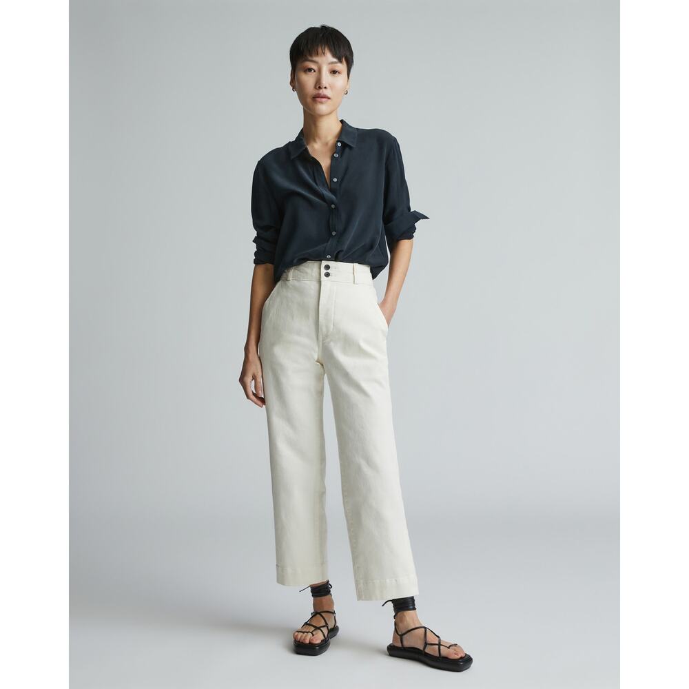 NWT Everlane The Organic Cotton Straight Leg Crop Pant In Bone Size 16